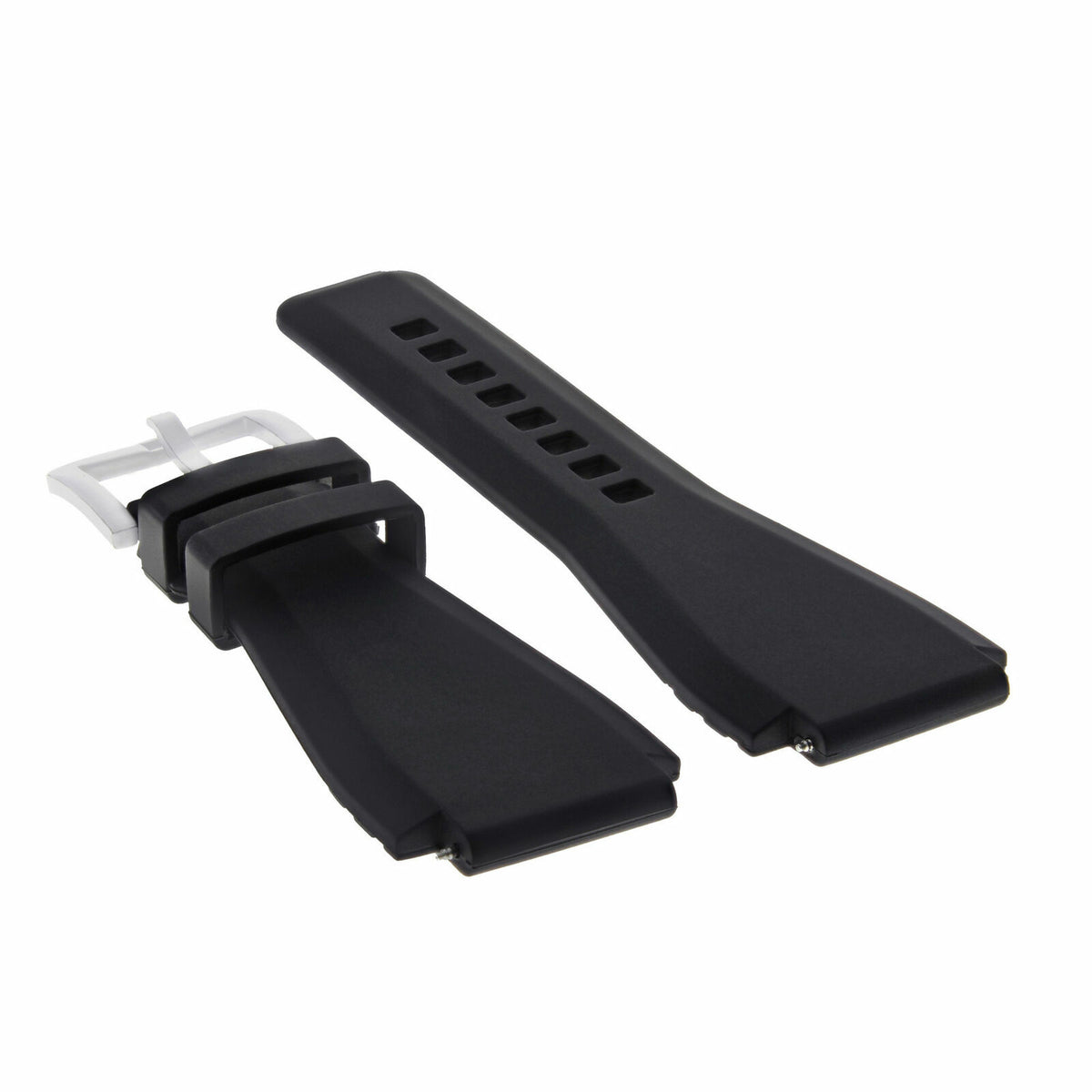 24MM RUBBER STRAP DIVER BAND FOR BELL ROSS BR-01 BR-03 STAINLESS STEEL BUCKLE, Black, view 3