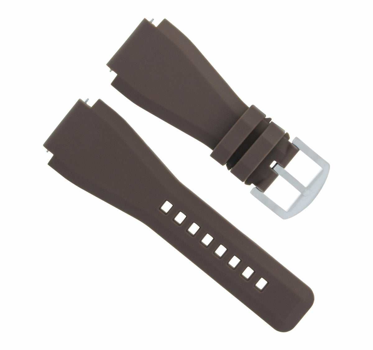 24MM RUBBER STRAP DIVER BAND FOR BELL ROSS BR-01 BR-03 STAINLESS STEEL BUCKLE, Brown