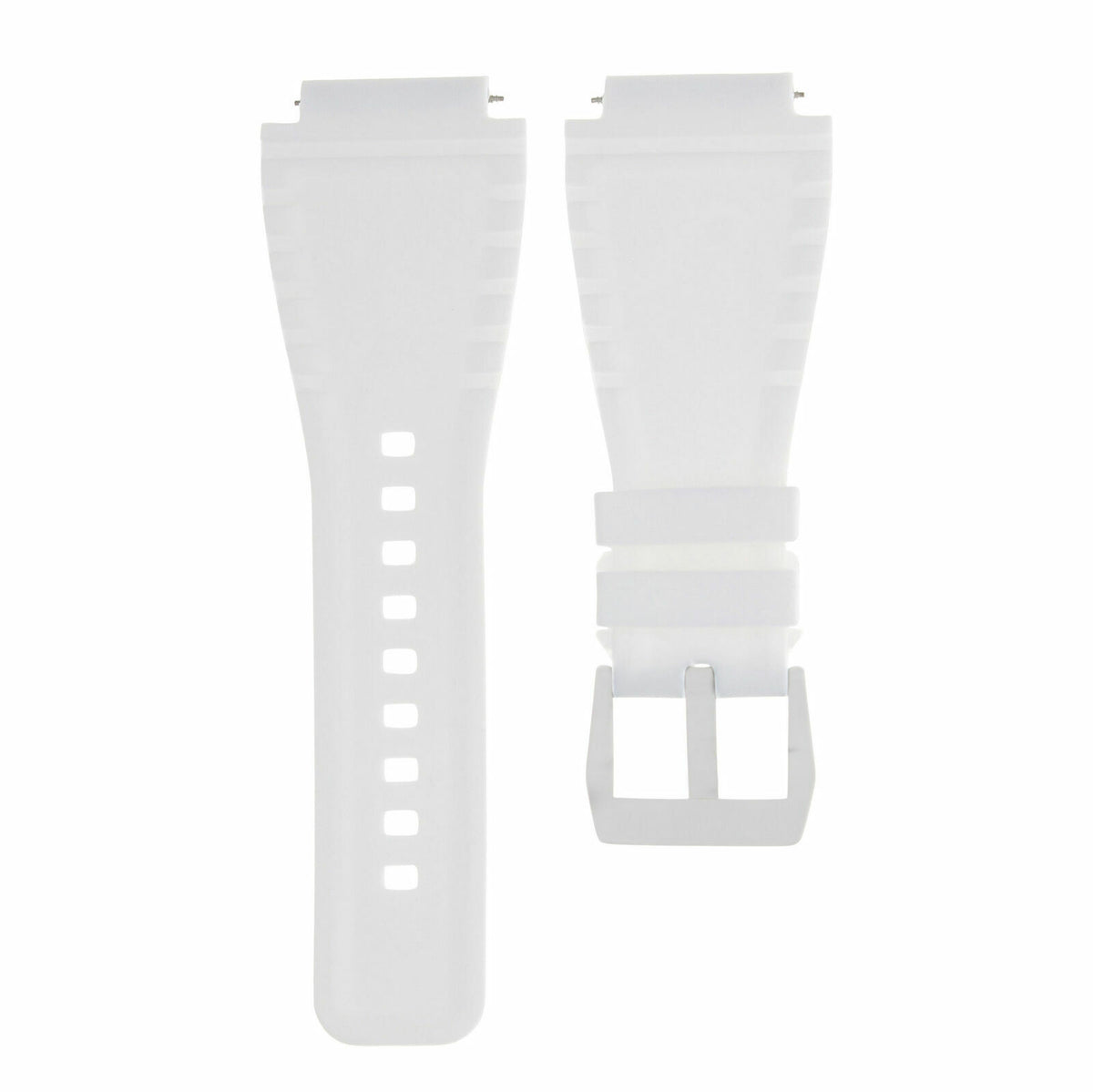 24MM RUBBER STRAP DIVER BAND FOR BELL ROSS BR-01 BR-03 STAINLESS STEEL BUCKLE, White, front view