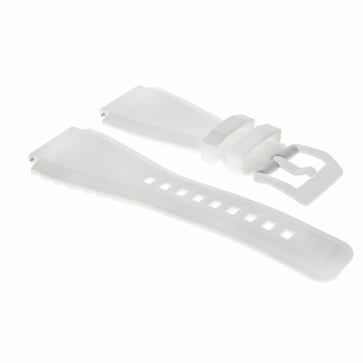 24MM RUBBER STRAP DIVER BAND FOR BELL ROSS BR-01 BR-03 STAINLESS STEEL BUCKLE, White, view 3