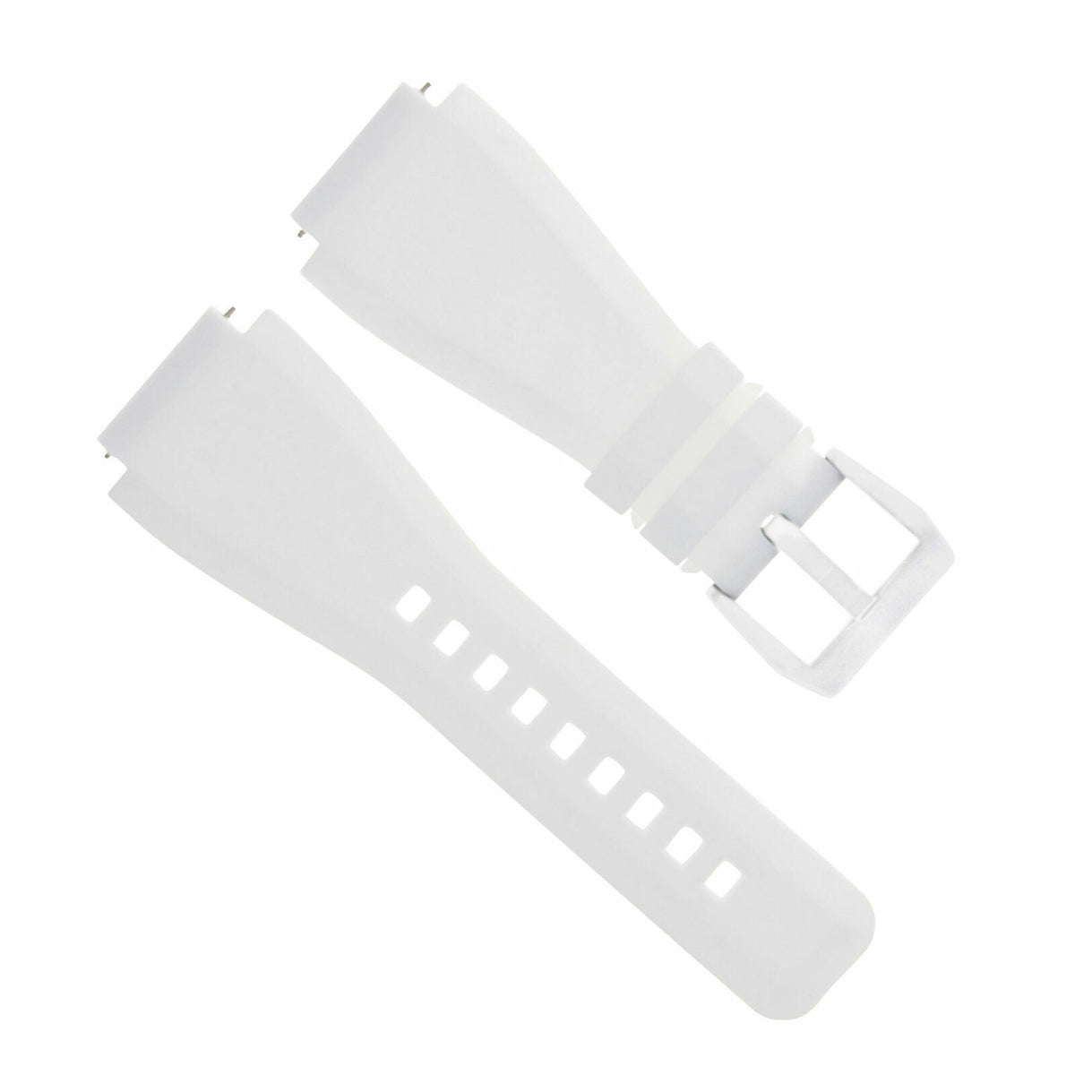 24MM RUBBER STRAP DIVER BAND FOR BELL ROSS BR-01 BR-03 STAINLESS STEEL BUCKLE, White