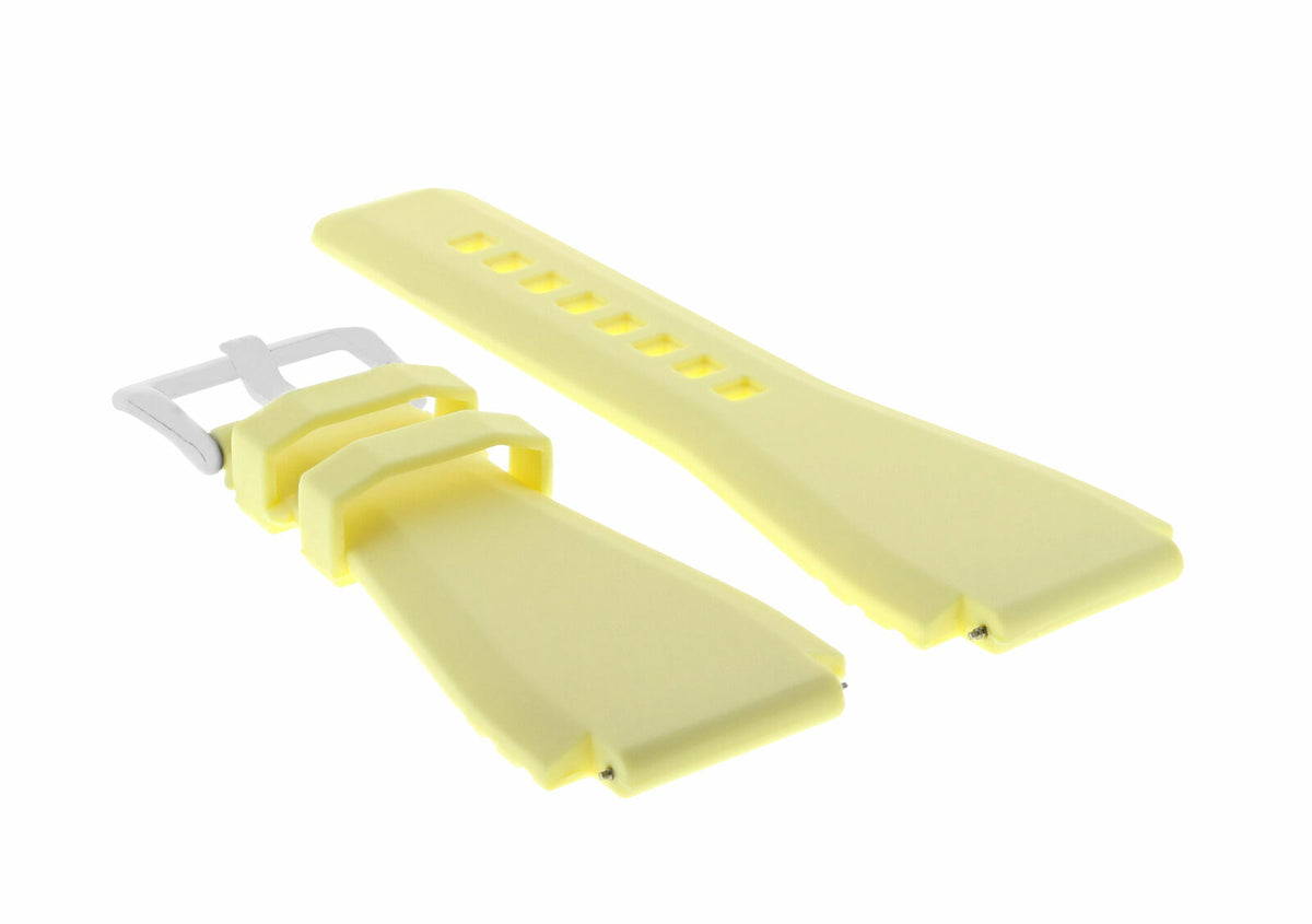24MM RUBBER STRAP DIVER BAND FOR BELL ROSS BR-01 BR-03 STAINLESS STEEL BUCKLE, Yellow, view 2