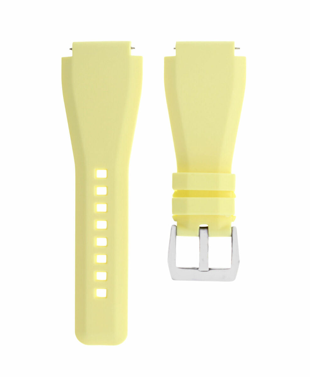 24MM RUBBER STRAP DIVER BAND FOR BELL ROSS BR-01 BR-03 STAINLESS STEEL BUCKLE, Yellow, view 3
