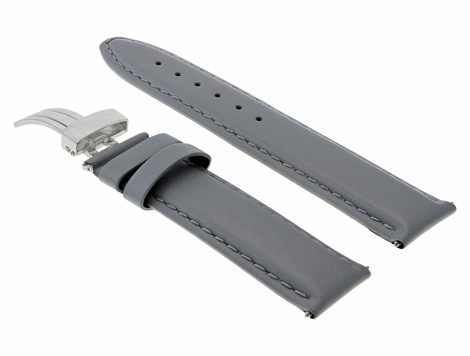 18-19-20-22-24MM SMOOTH LEATHER WATCH BAND STRAP BUCKLE CLASP FOR CITIZEN GRAY