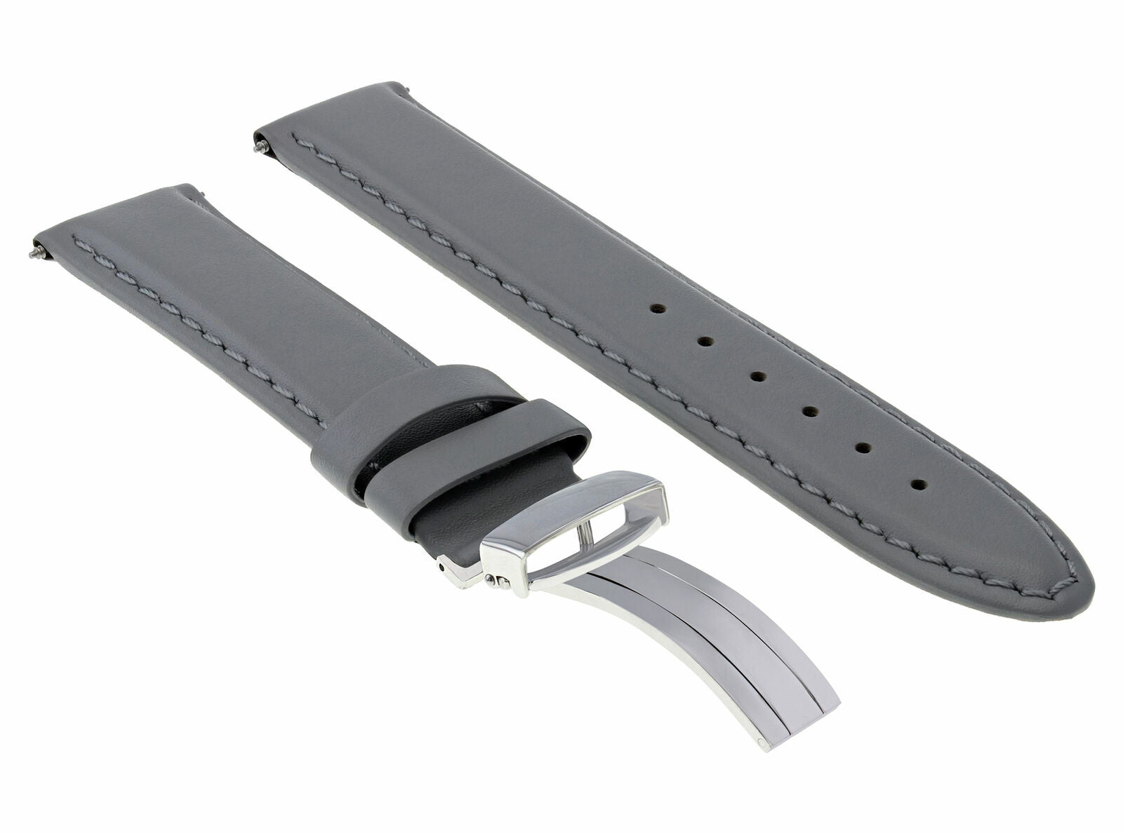 18-19-20-22-24MM SMOOTH LEATHER WATCH BAND STRAP BUCKLE CLASP FOR CITIZEN GRAY