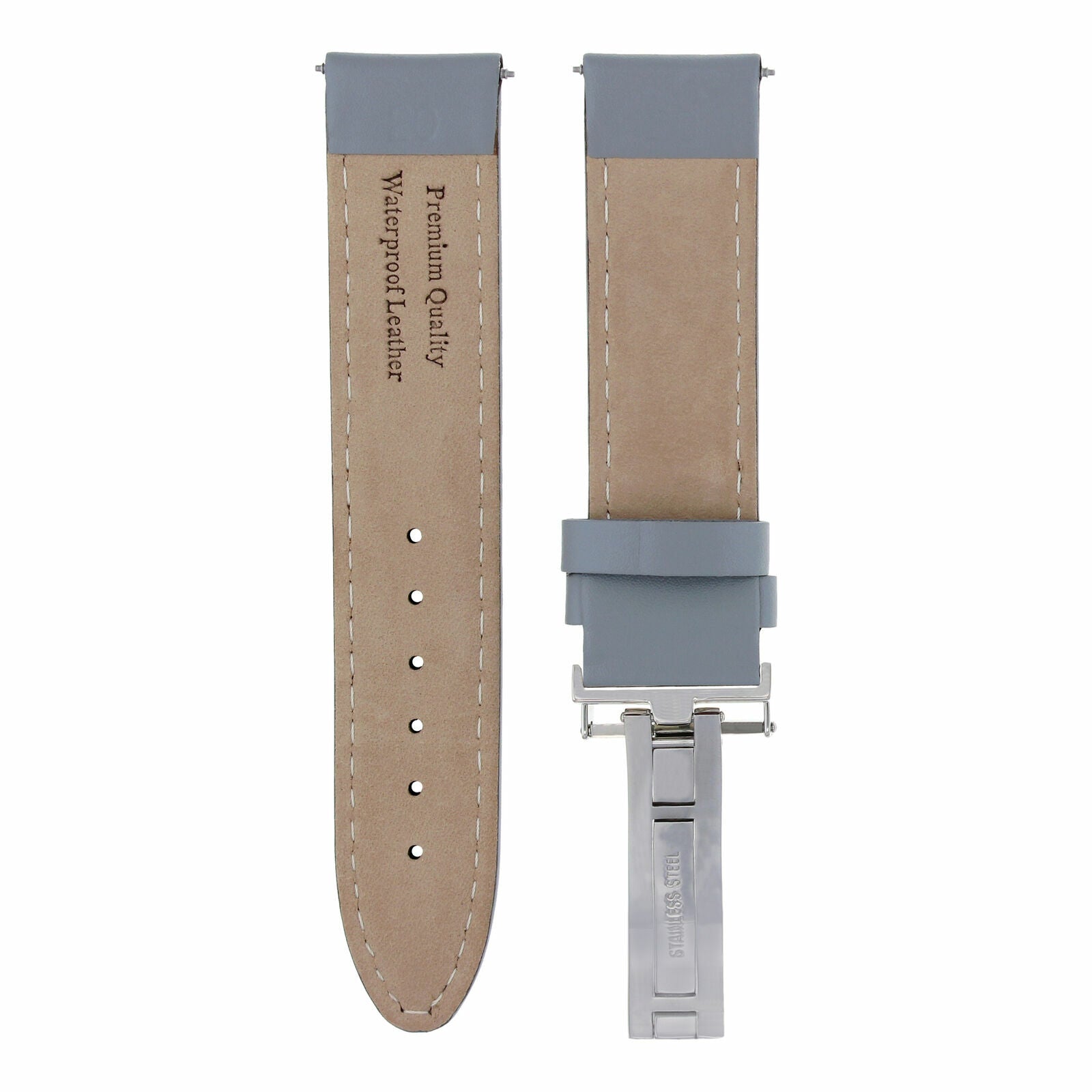 18-19-20-22-24MM SMOOTH LEATHER WATCH BAND STRAP BUCKLE CLASP FOR CITIZEN GRAY