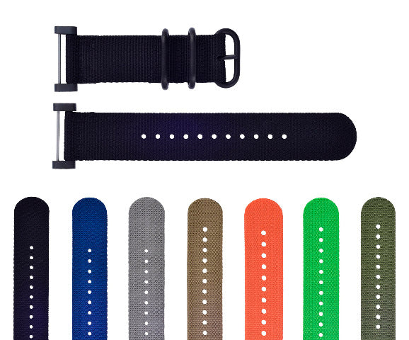 NYLON WATCH BAND STRAP BLACK PVD LUGS ADAPTER SET 3 RINGS DIVER FOR SUUNTO CORE