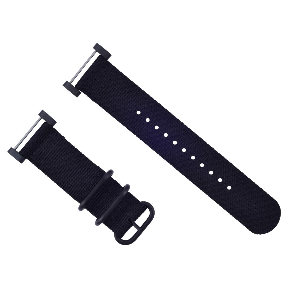 NYLON WATCH BAND STRAP BLACK PVD LUGS ADAPTER SET 3 RINGS DIVER FOR SUUNTO CORE, Black, front view