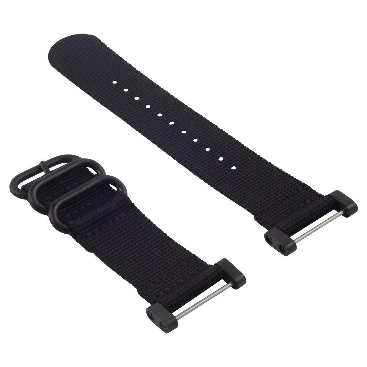 NYLON WATCH BAND STRAP BLACK PVD LUGS ADAPTER SET 3 RINGS DIVER FOR SUUNTO CORE, Black, underside view