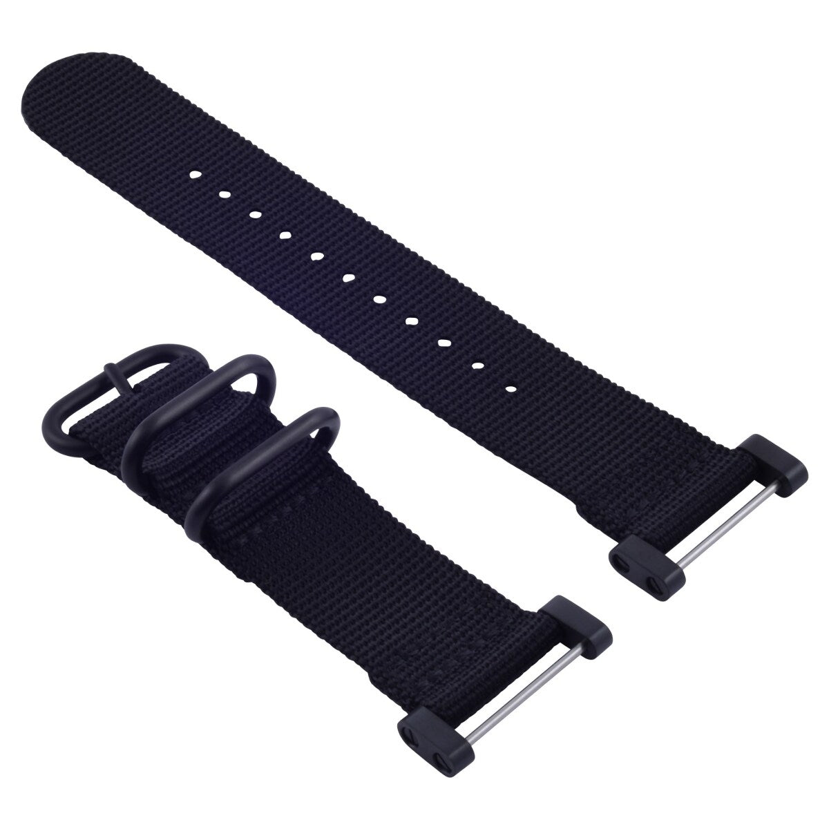 NYLON WATCH BAND STRAP BLACK PVD LUGS ADAPTER SET 3 RINGS DIVER FOR SUUNTO CORE, Black, view 2