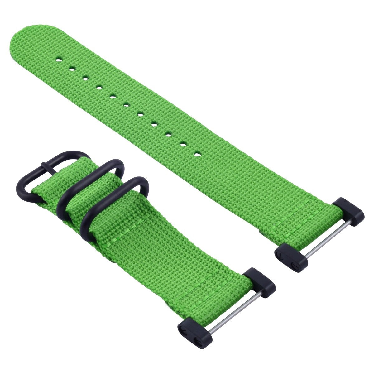 NYLON WATCH BAND STRAP BLACK PVD LUGS ADAPTER SET 3 RINGS DIVER FOR SUUNTO CORE, Green, view 2