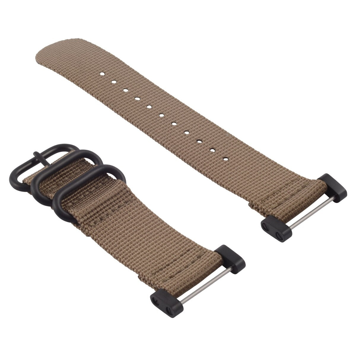 NYLON WATCH BAND STRAP BLACK PVD LUGS ADAPTER SET 3 RINGS DIVER FOR SUUNTO CORE, Sand, view 2