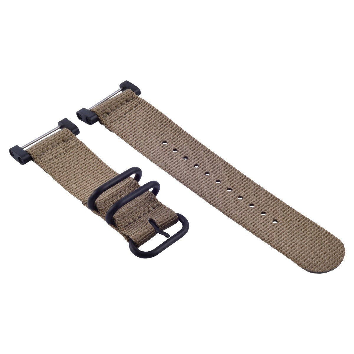 NYLON WATCH BAND STRAP BLACK PVD LUGS ADAPTER SET 3 RINGS DIVER FOR SUUNTO CORE, Sand, view 3
