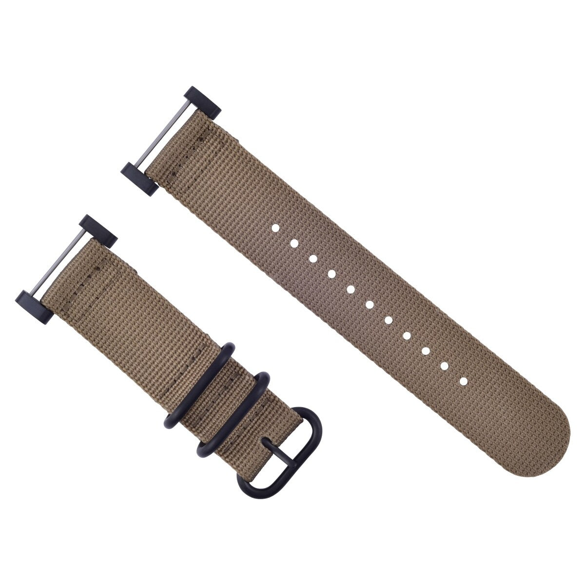 NYLON WATCH BAND STRAP BLACK PVD LUGS ADAPTER SET 3 RINGS DIVER FOR SUUNTO CORE, Sand