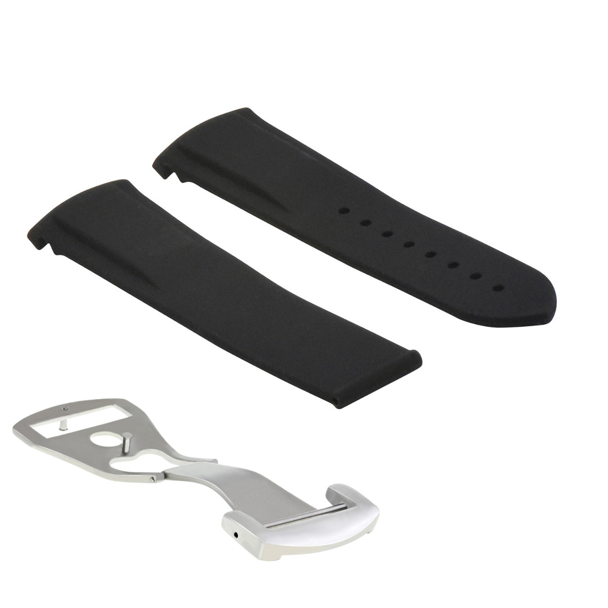 20-22MM RUBBER DIVER STRAP BAND FOR OMEGA SEAMASTER PLANET OCEAN CLASP CURVED END, Black, view 7