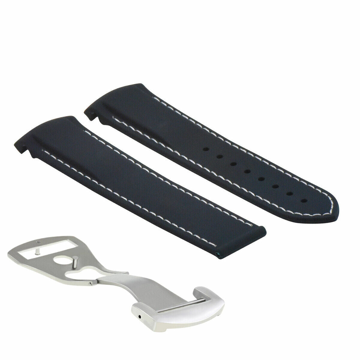 20-22MM RUBBER DIVER STRAP BAND FOR OMEGA SEAMASTER PLANET OCEAN CLASP CURVED END