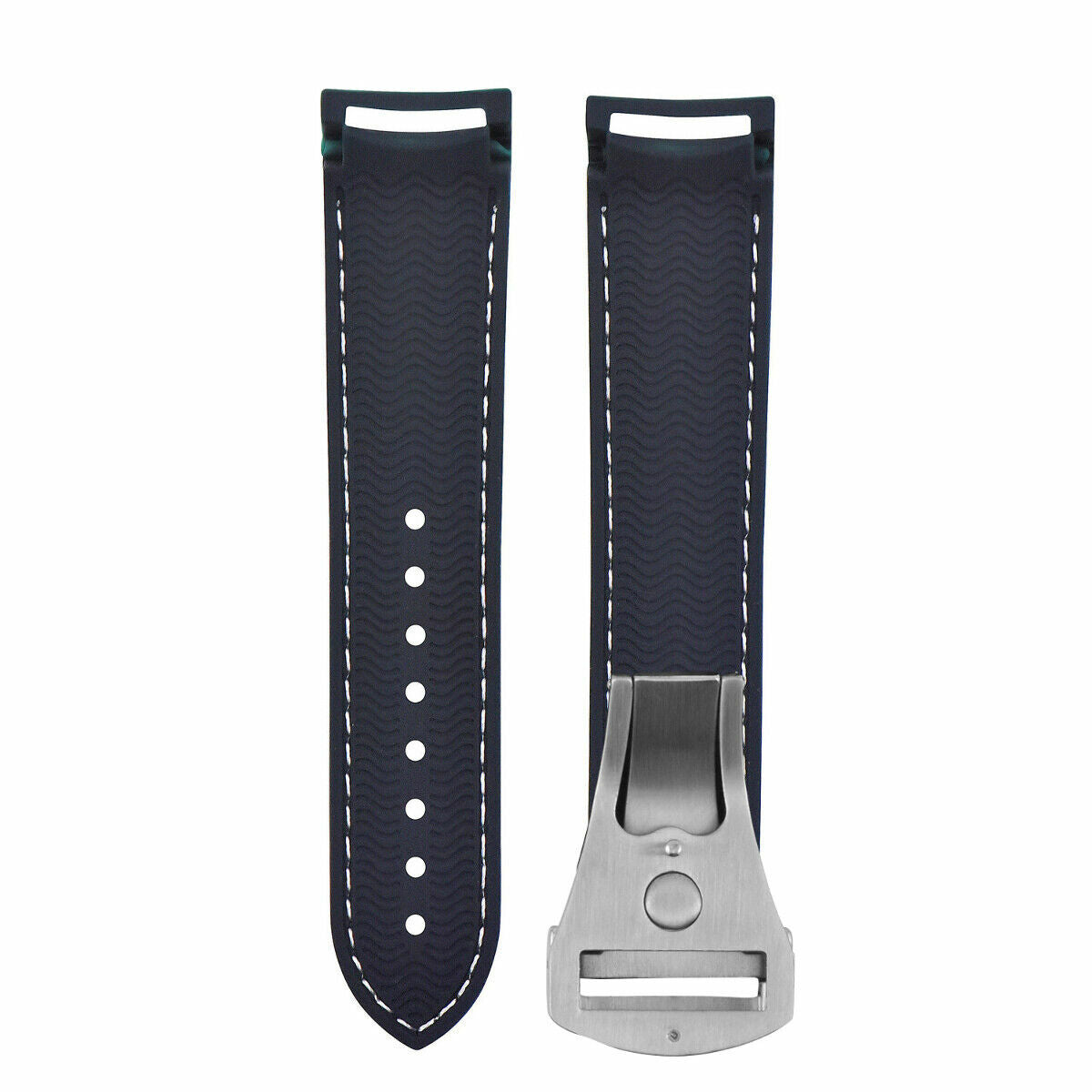 20-22MM RUBBER DIVER STRAP BAND FOR OMEGA SEAMASTER PLANET OCEAN CLASP CURVED END