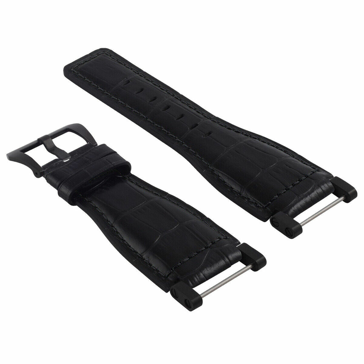 24MM FOR SUUNTO CORE LEATHER WATCH BAND STRAP WITH ADAPTER BLACK PVD TOP QUALITY