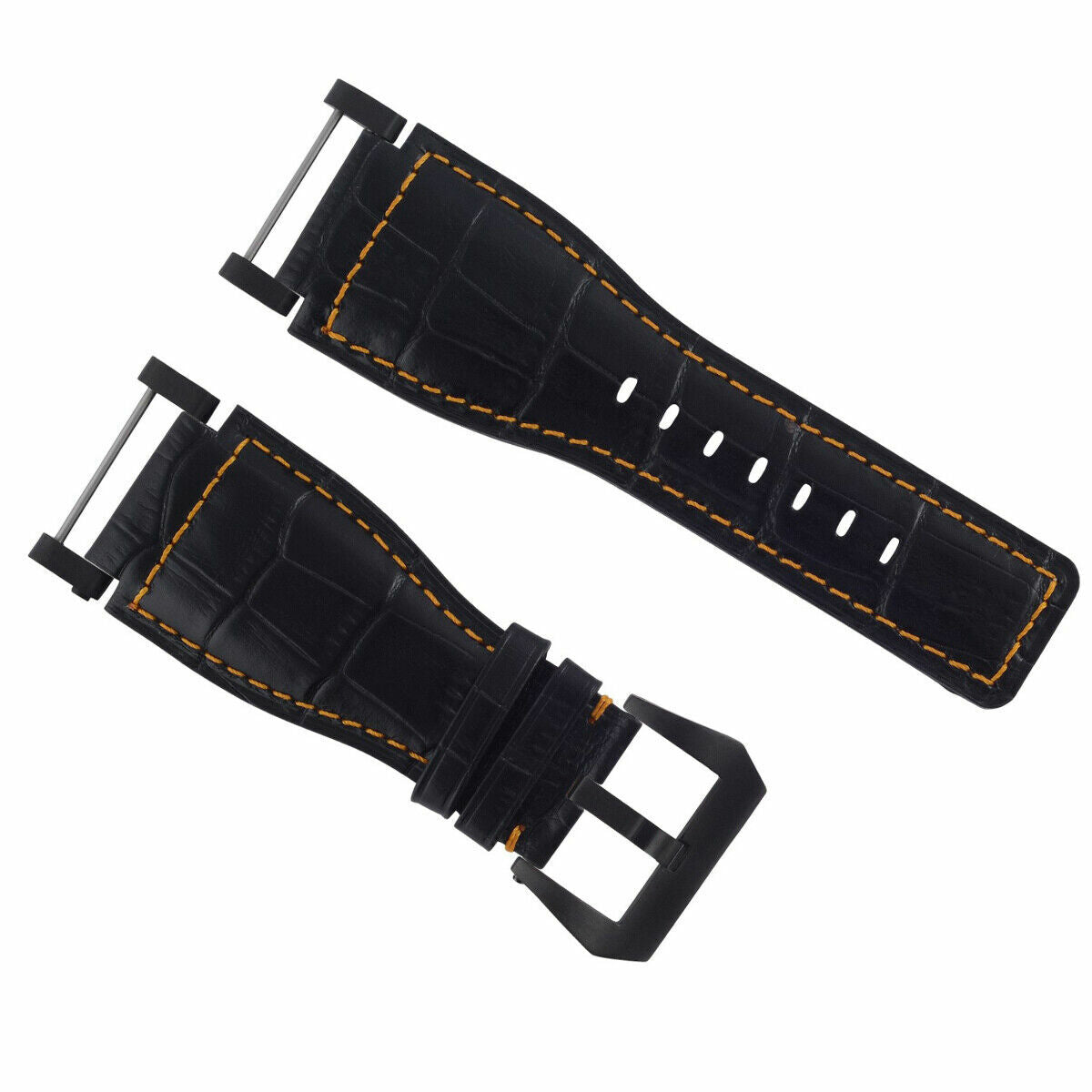 24MM FOR SUUNTO CORE LEATHER WATCH BAND STRAP WITH ADAPTER BLACK PVD TOP QUALITY