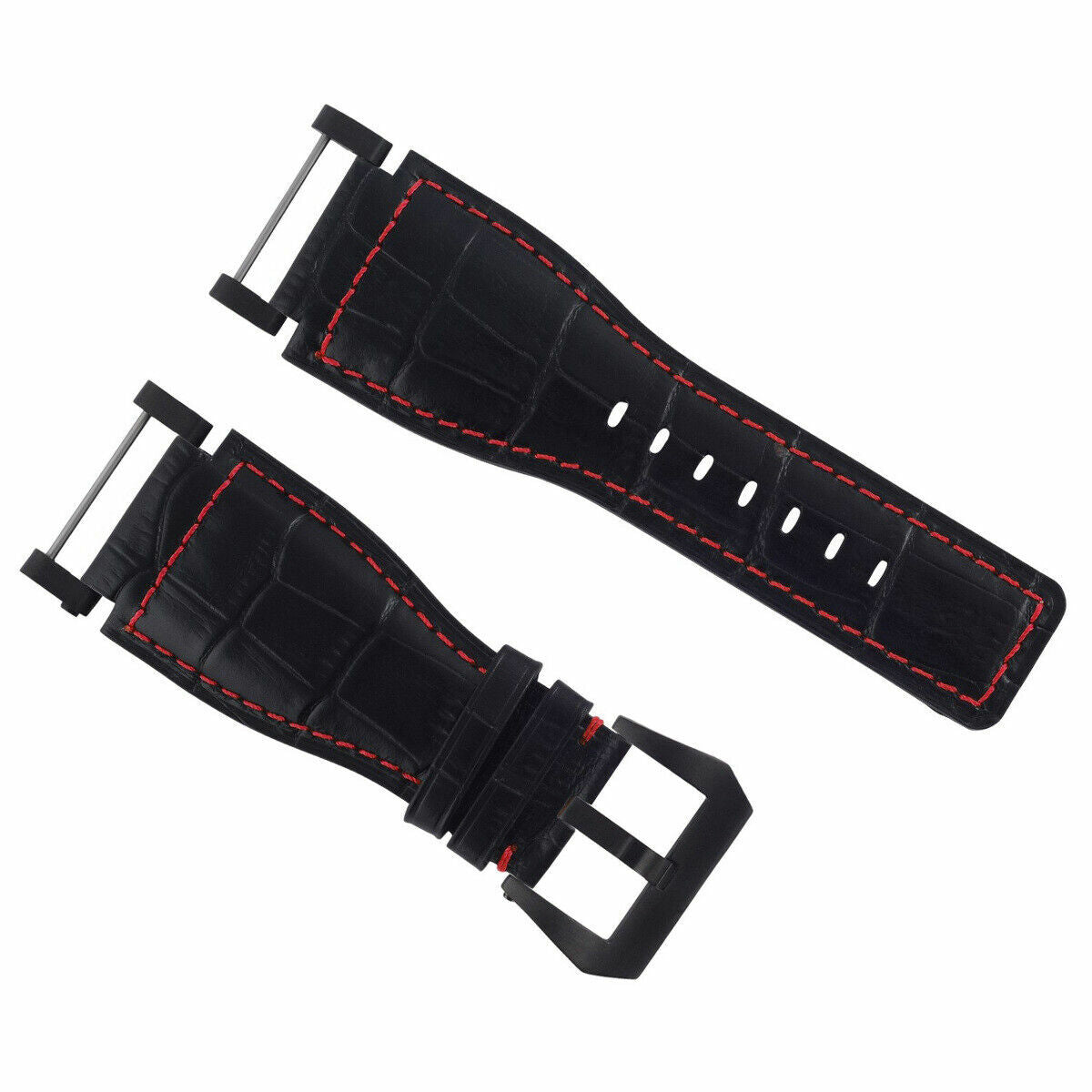 24MM FOR SUUNTO CORE LEATHER WATCH BAND STRAP WITH ADAPTER BLACK PVD TOP QUALITY