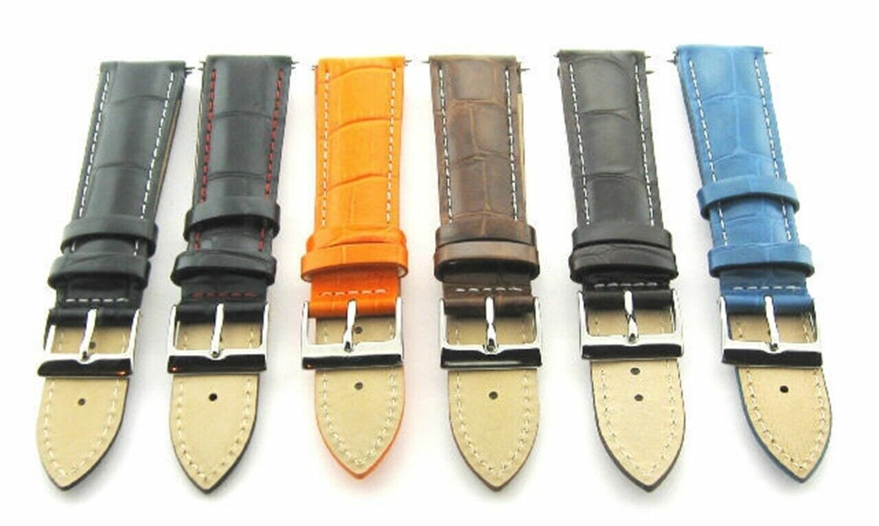 17-18-19-20MM LEATHER WATCH BAND STRAP FOR ROLEX WHITE STITCH