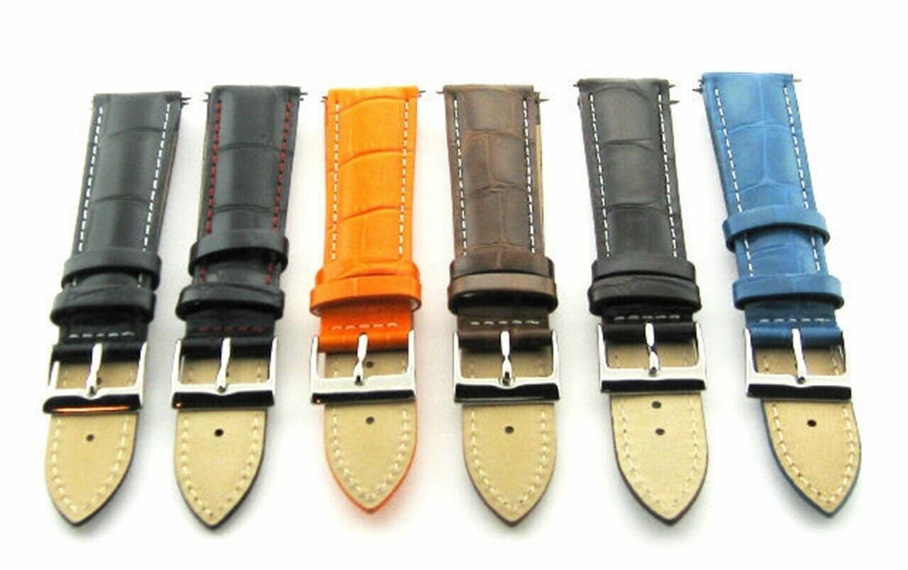 17-18-19-20MM LEATHER WATCH BAND STRAP FOR ROLEX WHITE STITCH