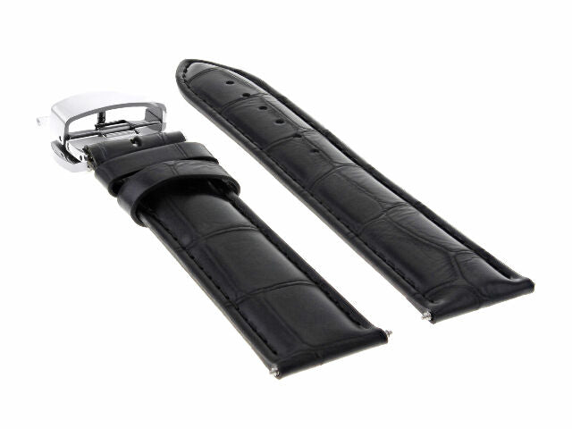 21MM LEATHER STRAP WATCH BAND FOR 44MM BAUME MERCIER CAPELAND CLIFTON AUTO BLACK