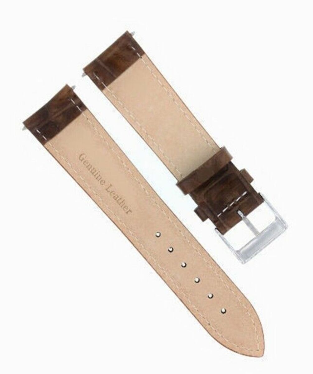 LEATHER WATCH BAND STRAP FOR LONGINES WATCH 20/16MM LIGHT BROWN WHITE STITCH