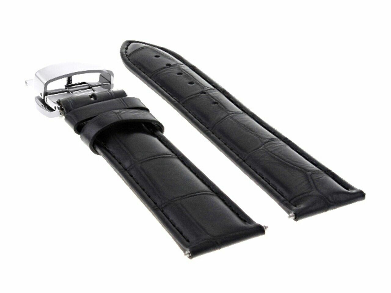 19/16MM LEATHER STRAP BAND CLASP FOR MONTBLANC STAR 4810 WATCH AUTOMATIC BLACK