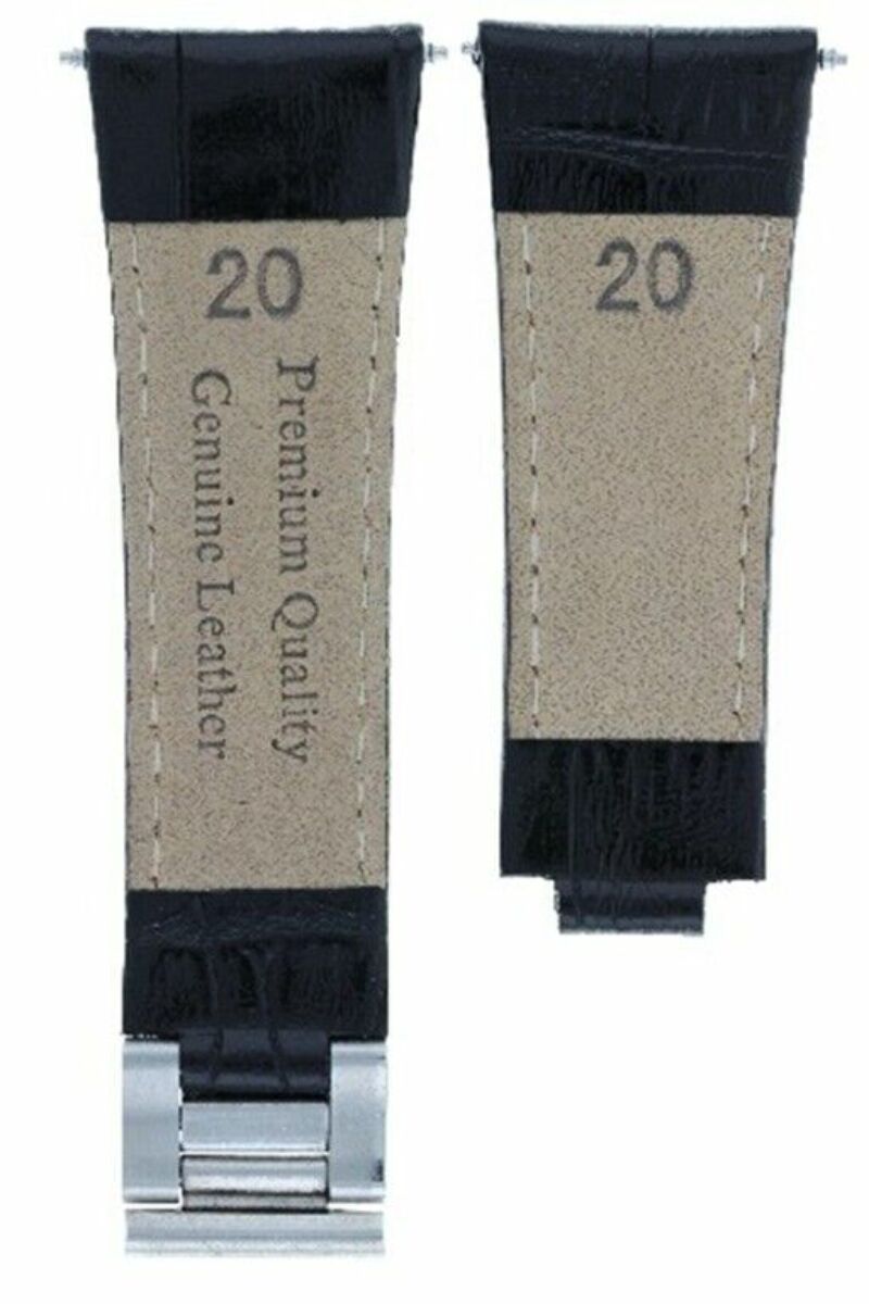 LEATHER STRAP ITALIAN FOR ROLEX DAYTONA 116519 116520 116523 BLACK WHITE STITCH