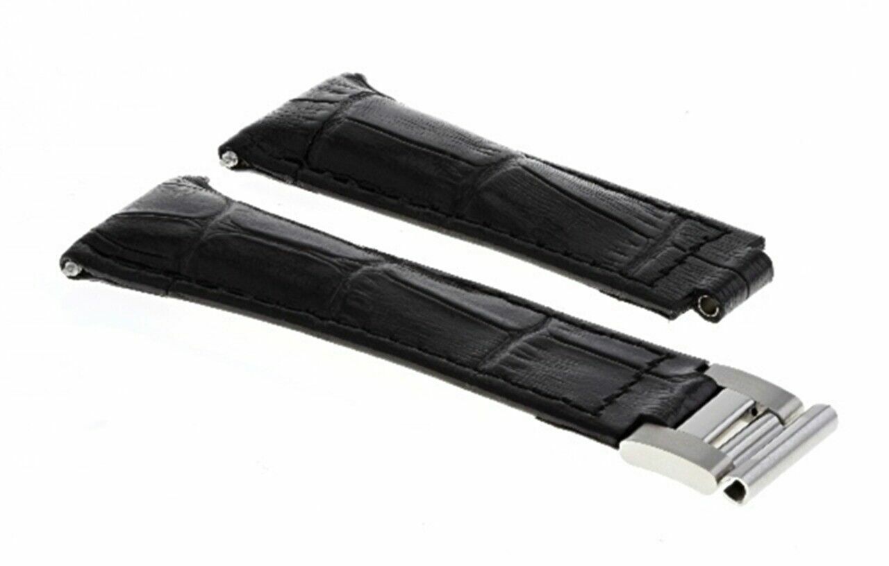 LEATHER STRAP FOR ROLEX DAYTONA 116520 116523 PRESIDENT DAYDATE WATCH BLACK