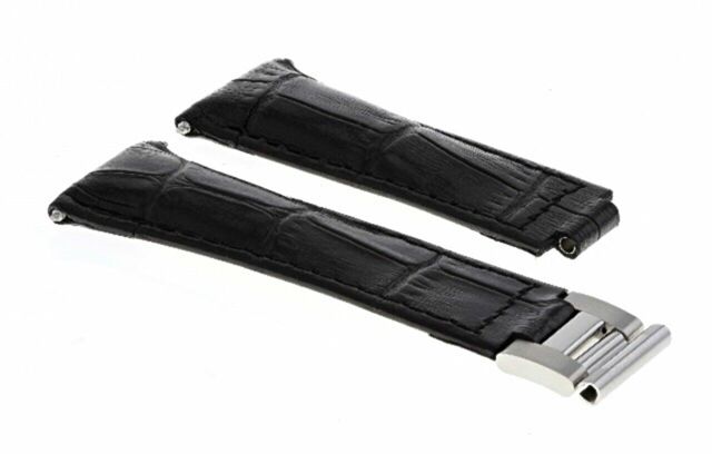 LEATHER STRAP FOR ROLEX DAYTONA 116520 116523 PRESIDENT DAYDATE WATCH BLACK