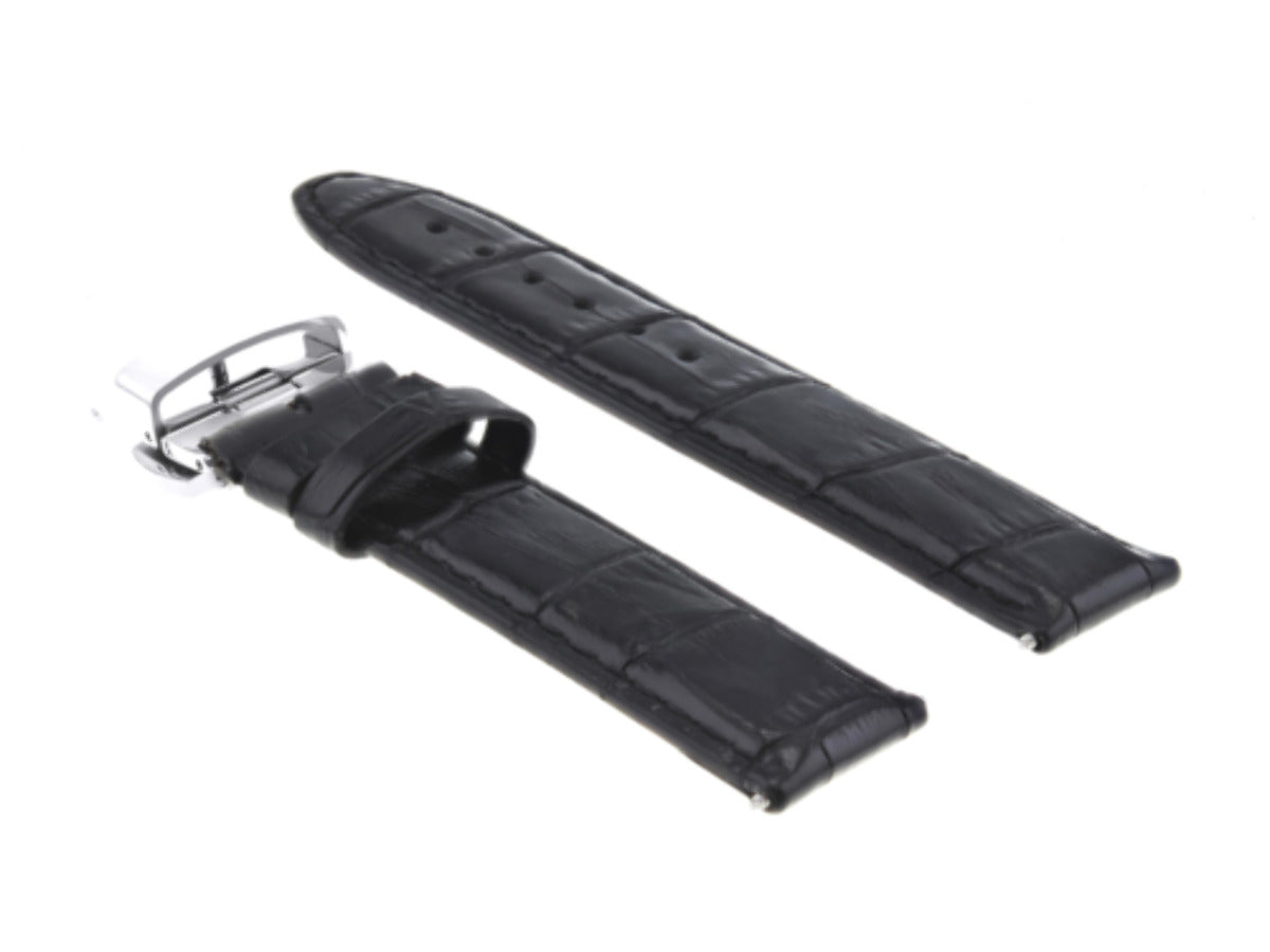20MM PREMIUM LEATHER WATCH STRAP BAND CLASP FOR PAM 40MM PANERAI GMT WATCH BLACK