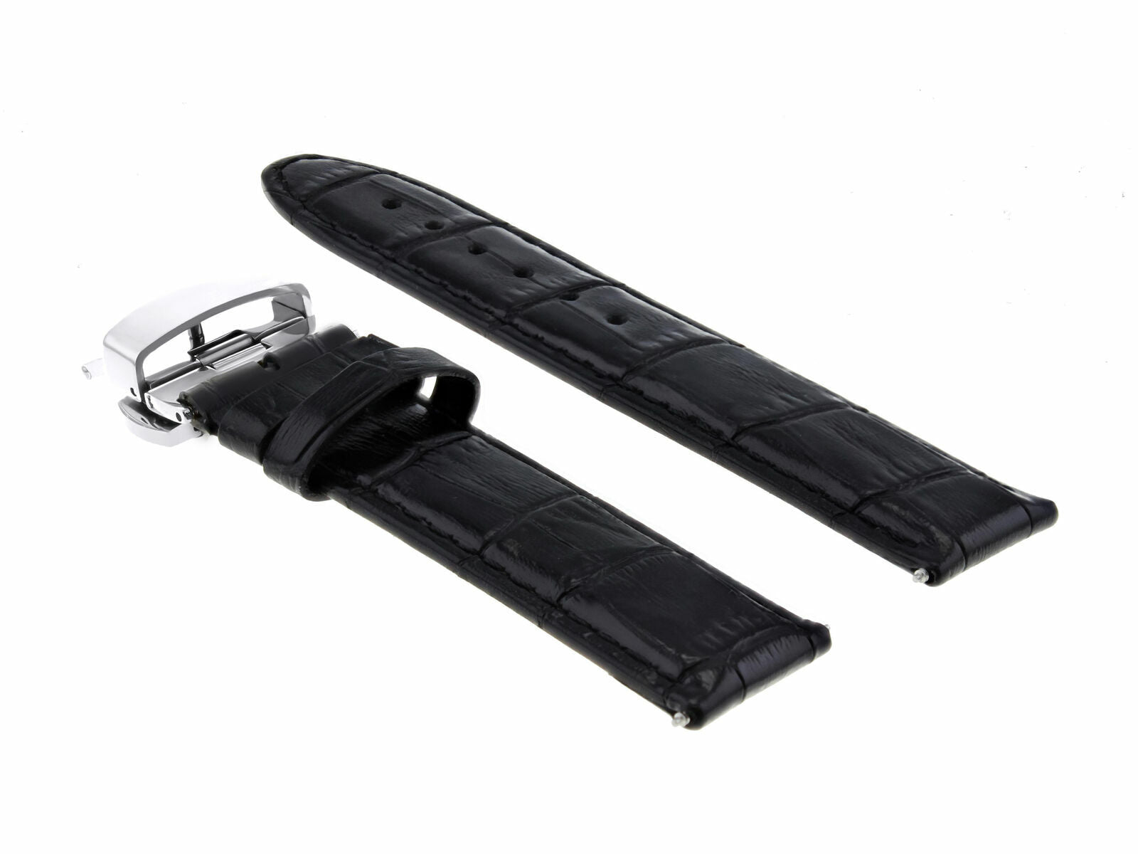 20MM PREMIUM LEATHER WATCH STRAP BAND FOR TUDOR WATCH DEPLOYMNET CLASP BLACK