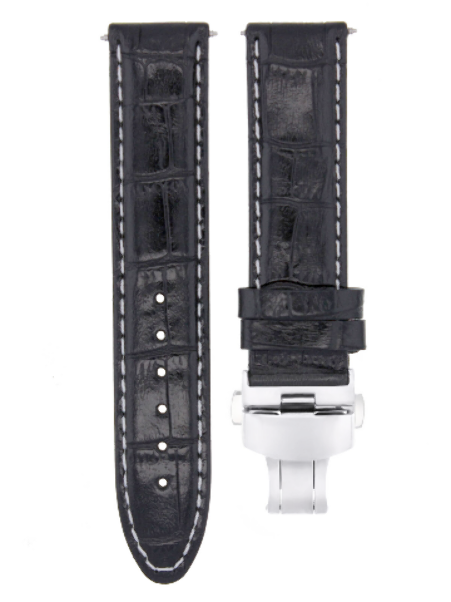 20MM PREMIUM LEATHER WATCH STRAP BAND CLASP FOR TAG CARRERA MONACO F1 BLACK WS
