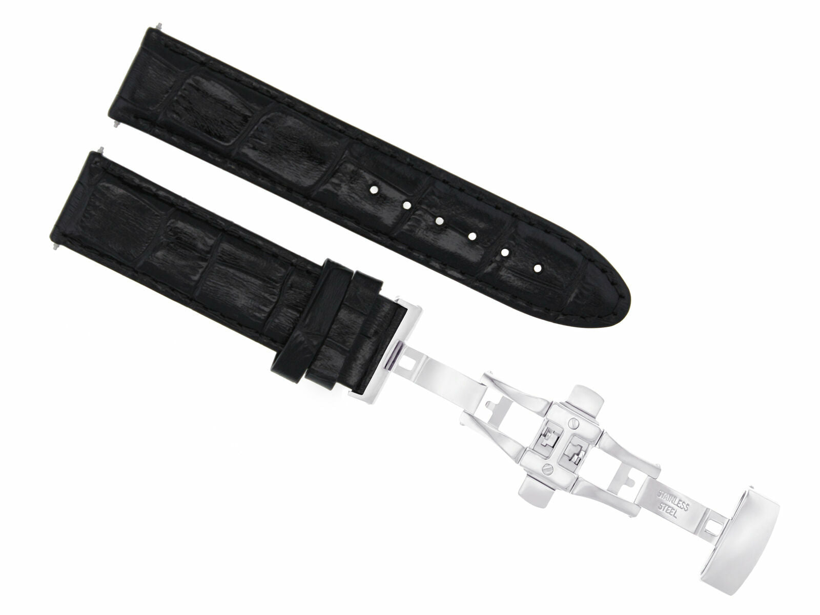 19MM PREMIUM LEATHER WATCH STRAP BAND FOR CITIZEN ECODRIVE BUTTERFLY CLASP BLACK