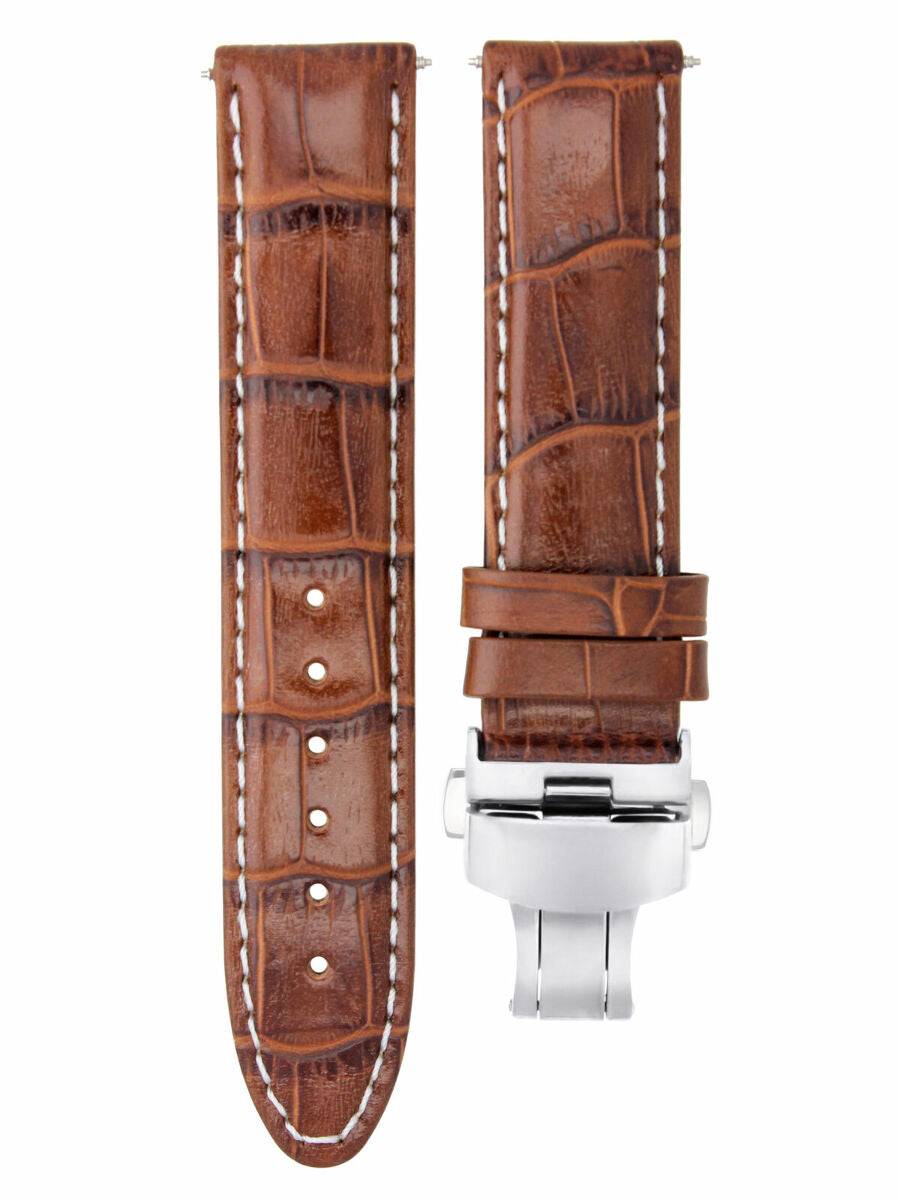 20MM LEATHER WATCH STRAP BAND CLASP FOR OMEGA SEAMASTER PLANET OCEAN L/BROWN WS