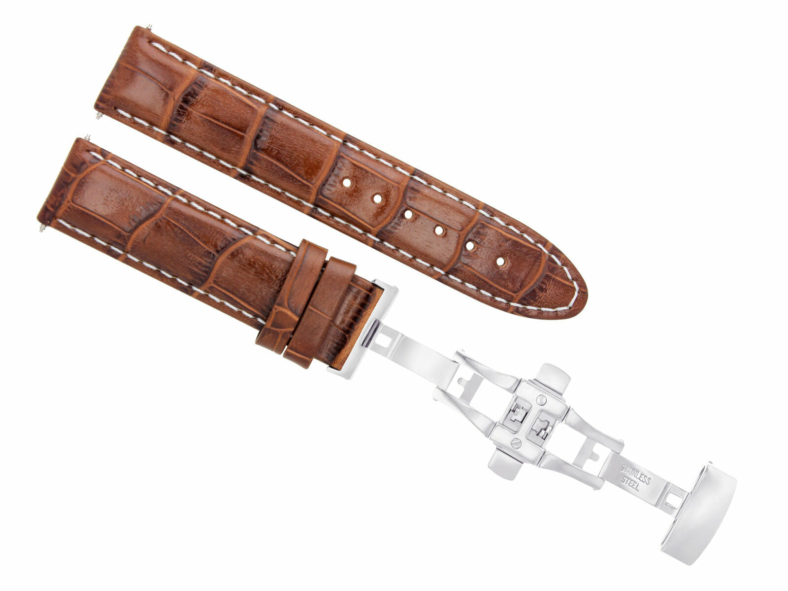 20MM LEATHER WATCH STRAP BAND CLASP FOR OMEGA SEAMASTER PLANET OCEAN L/BROWN WS