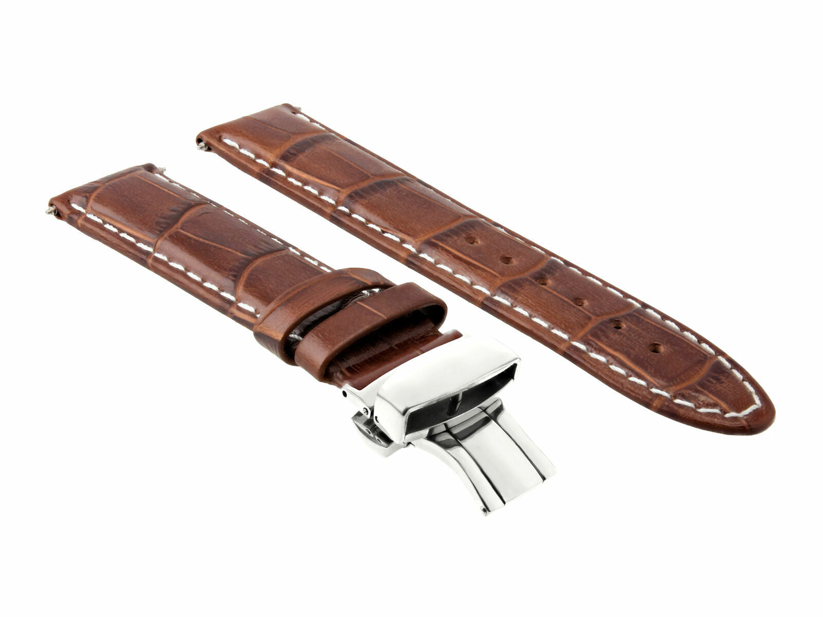 20MM LEATHER WATCH STRAP BAND CLASP FOR OMEGA SEAMASTER PLANET OCEAN L/BROWN WS