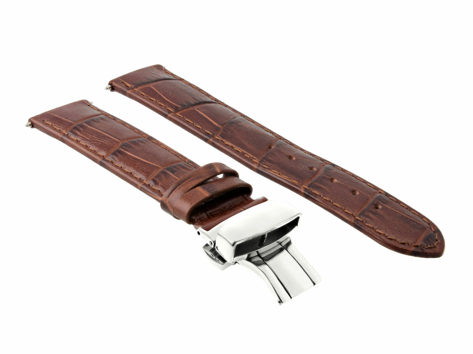 24MM LEATHER WATCH STRAP BAND FOR 42MM TUDOR FASTRIDER BLACK SHEILD LIGHT BROWN