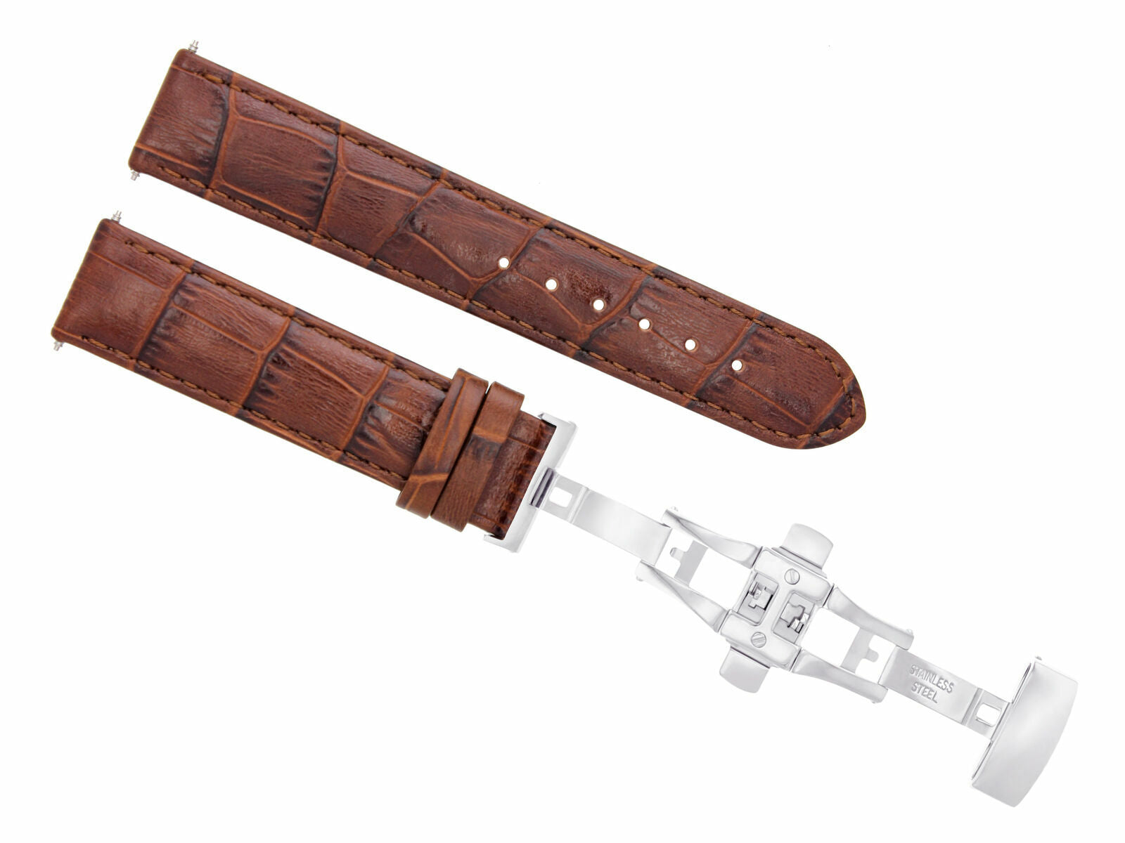 18MM PREMIUM LEATHER WATCH STRAP BAND FOR ROLEX DEPLOYMENT CLASP LIGHT BROWN