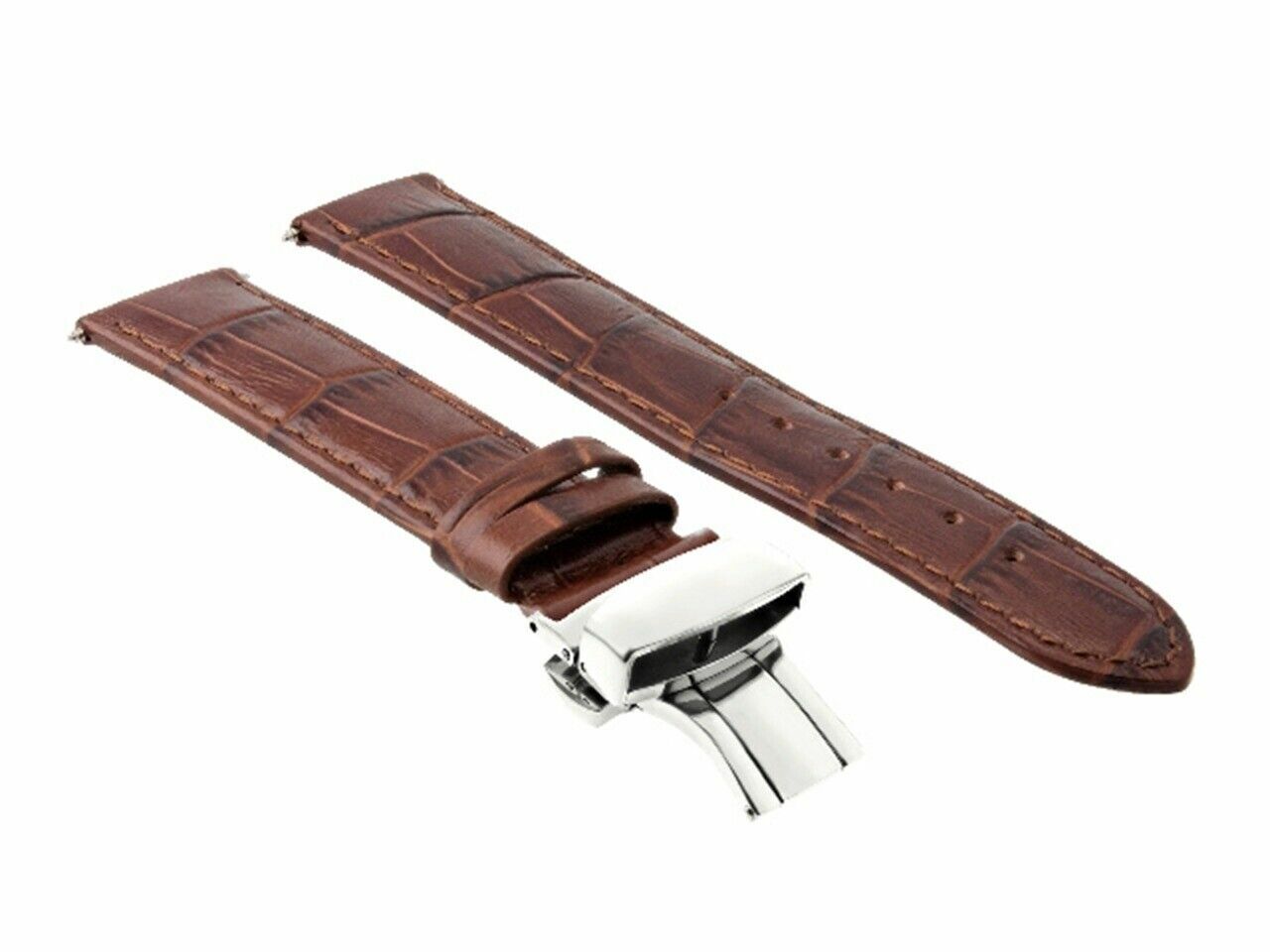 22MM LEATHER PREMIUM WATCH STRAP BAND FOR PAM PANERAI DEPLOYMENT CLASP L/BROWN