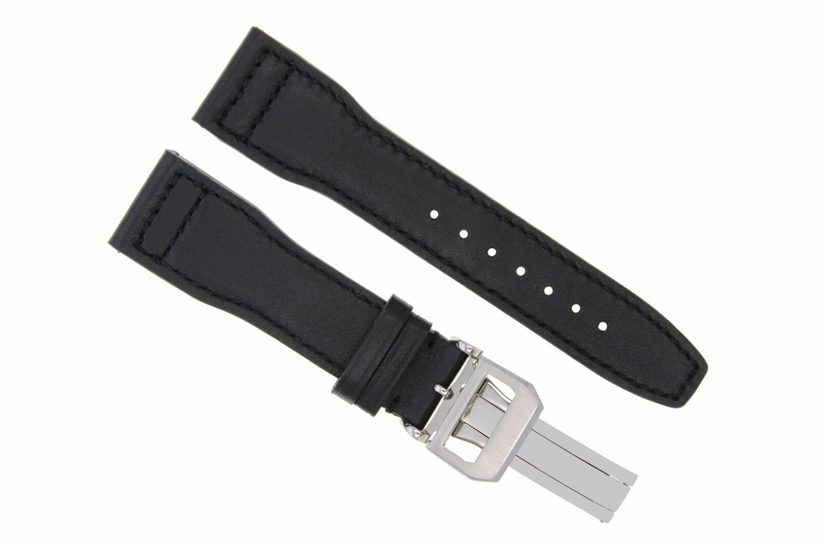 20MM LEATHER WATCH STRAP BAND FOR IWC PILOT PORTUGUESE  3714-47 CLASP BLACK