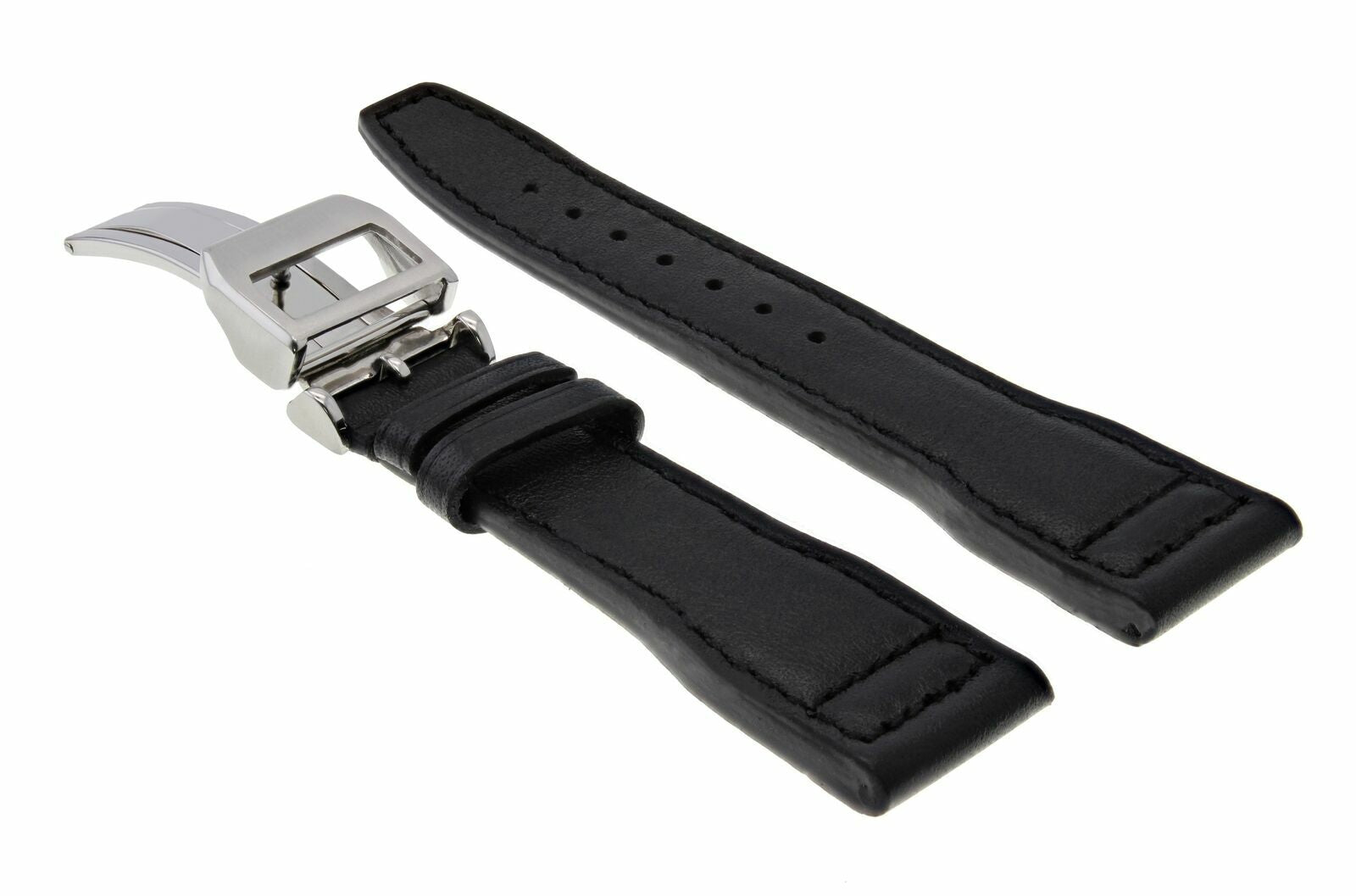 20MM LEATHER WATCH STRAP BAND FOR IWC PILOT PORTUGUESE  3714-47 CLASP BLACK