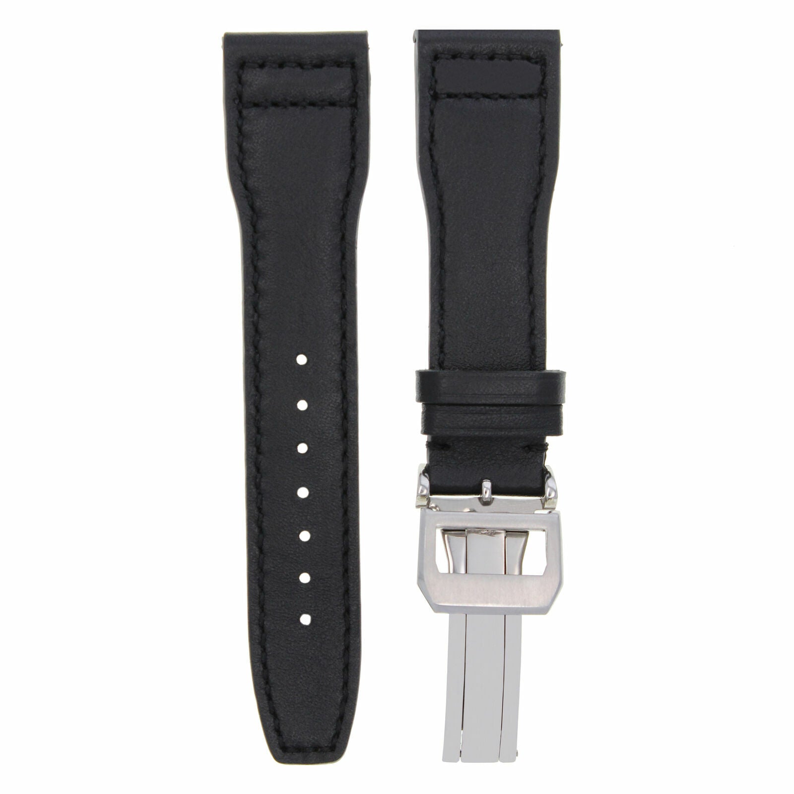 20MM LEATHER WATCH STRAP BAND FOR IWC PILOT PORTUGUESE  3714-47 CLASP BLACK