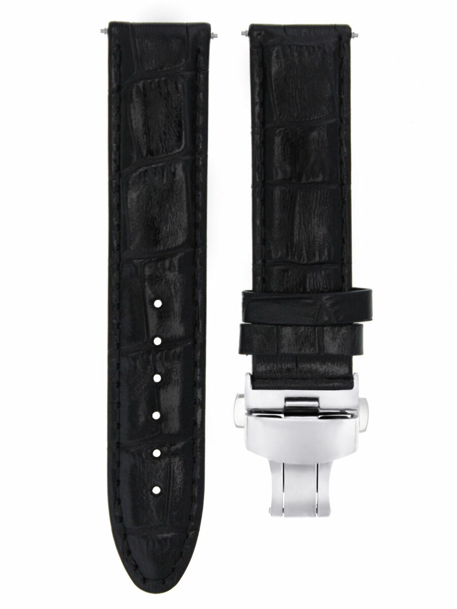 19MM PREMIUM REPLACEMENT LEATHER WATCH STRAP BAND FOR MONTBLANC + D/CLASP BLACK