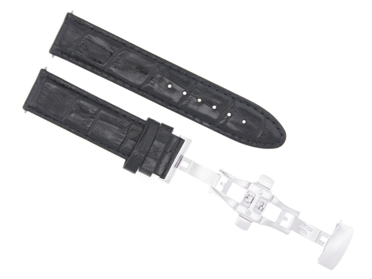 20MM PREMIUM REPLACEMENT LEATHER WATCH STRAP BAND CLASP FOR MONTBLANC BLACK