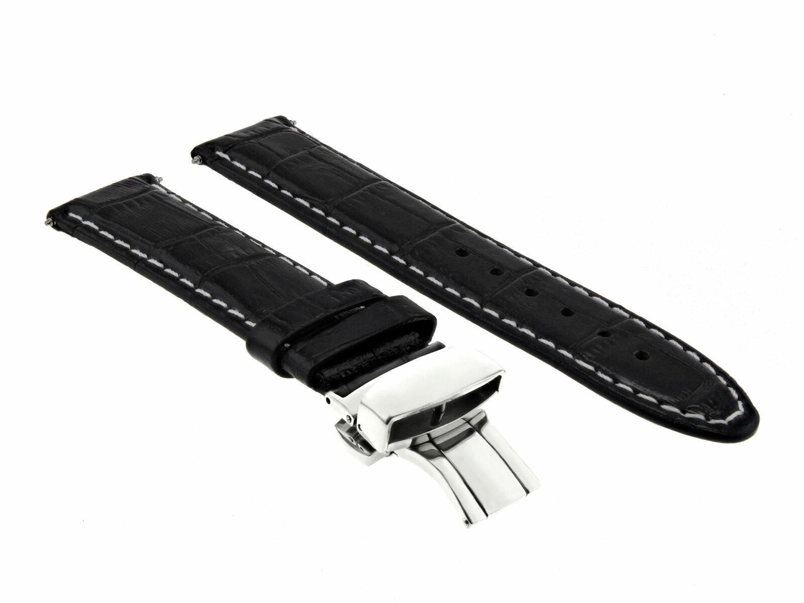 18MM REPLACEMENT PREMIUM LEATHER WATCH STRAP BAND CLASP FOR MONTBLANC BLACK WS