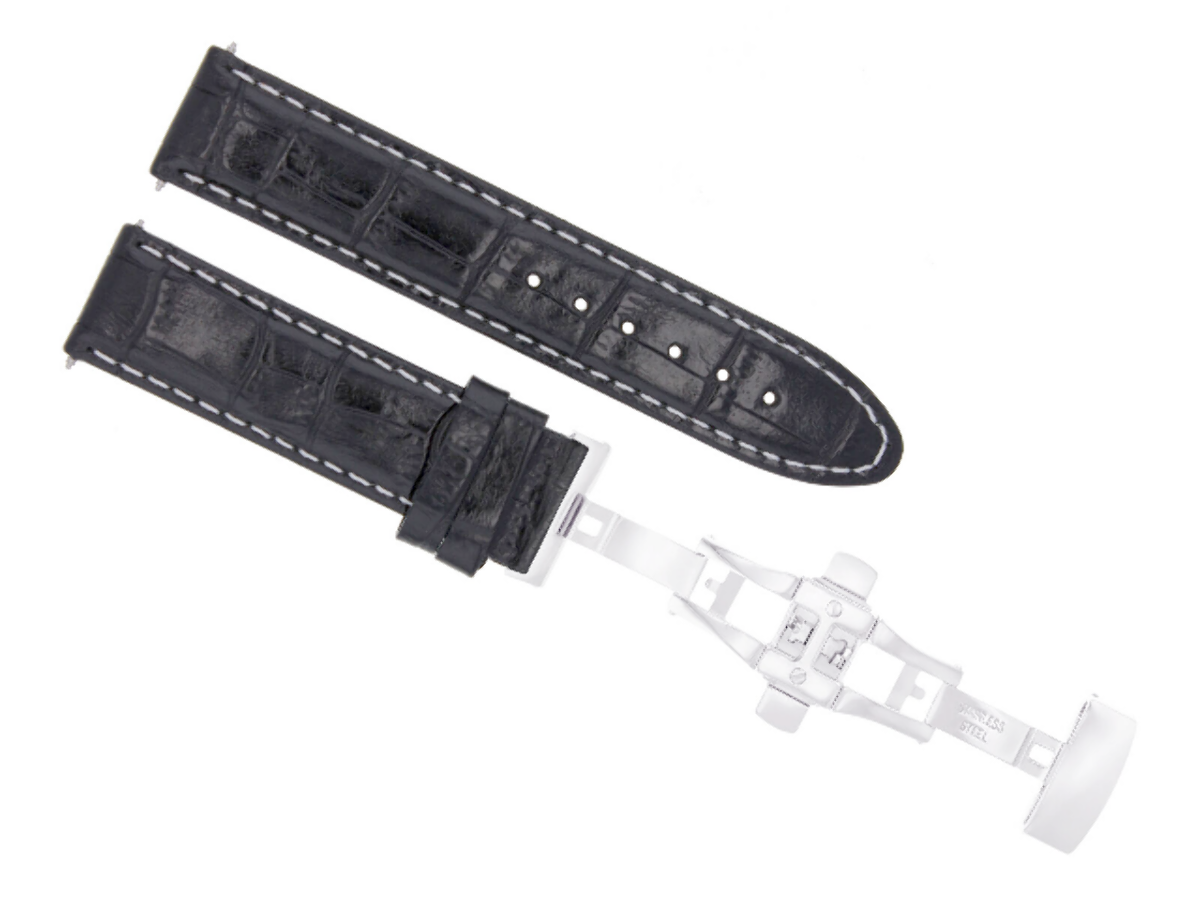 20MM REPLACEMENT PREMIUM LEATHER WATCH STRAP BAND CLASP FOR MONTBLANC BLACK WS