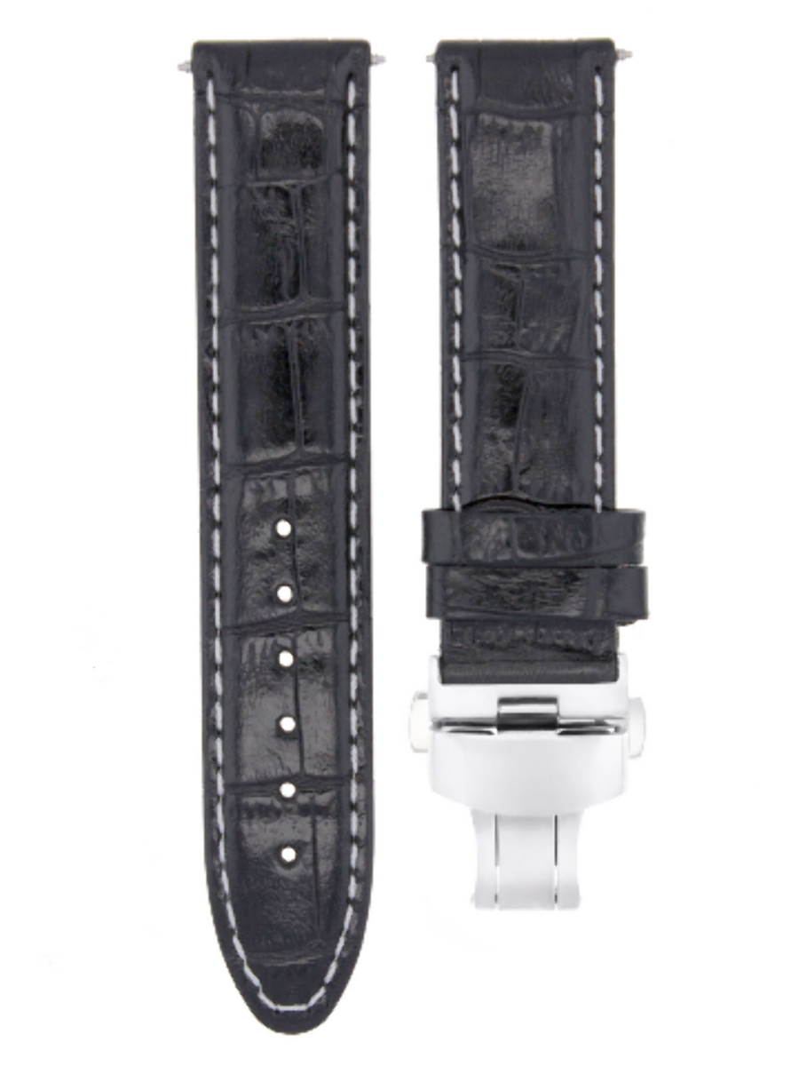 20MM REPLACEMENT PREMIUM LEATHER WATCH STRAP BAND CLASP FOR MONTBLANC BLACK WS